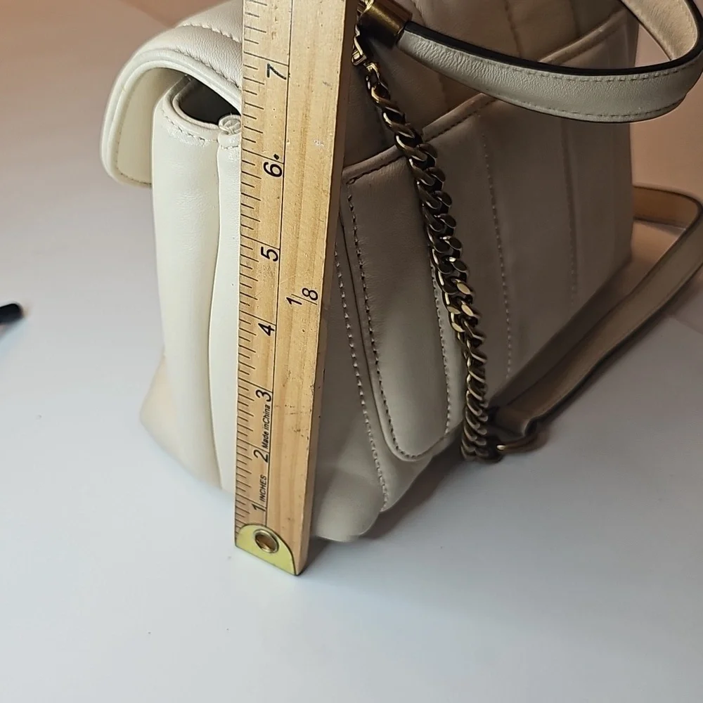 Tory Burch Kira Quilted Satchel Leather Wirh Crossbody Strap Cream